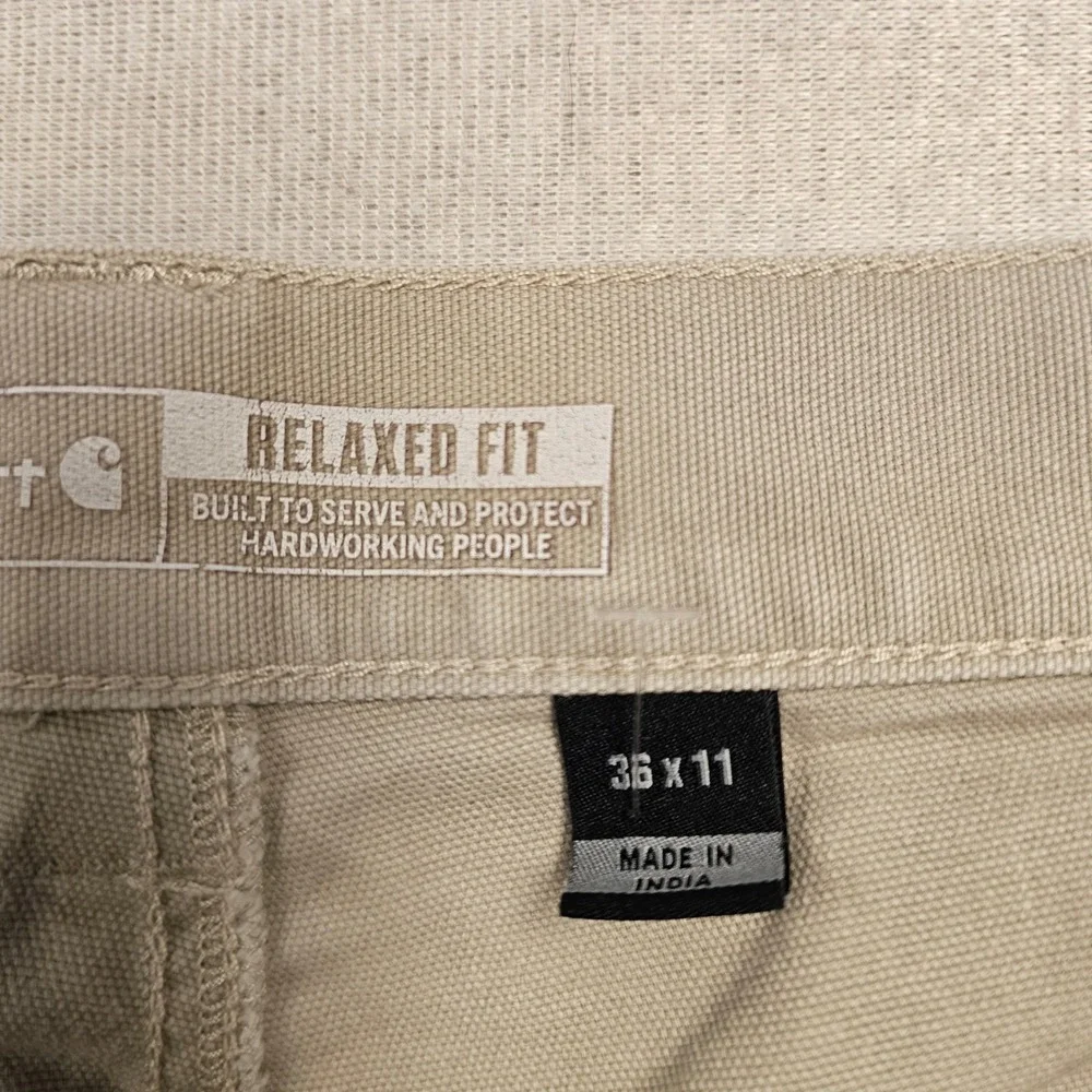 Carhartt Mens Relaxed Fit Canvas Work Shorts Tan Khaki Size 36x11 Utility Cargo